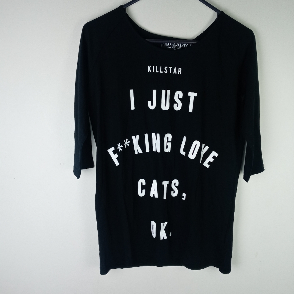 Killstar Cats Ladies Raglan T-Shirt Size S